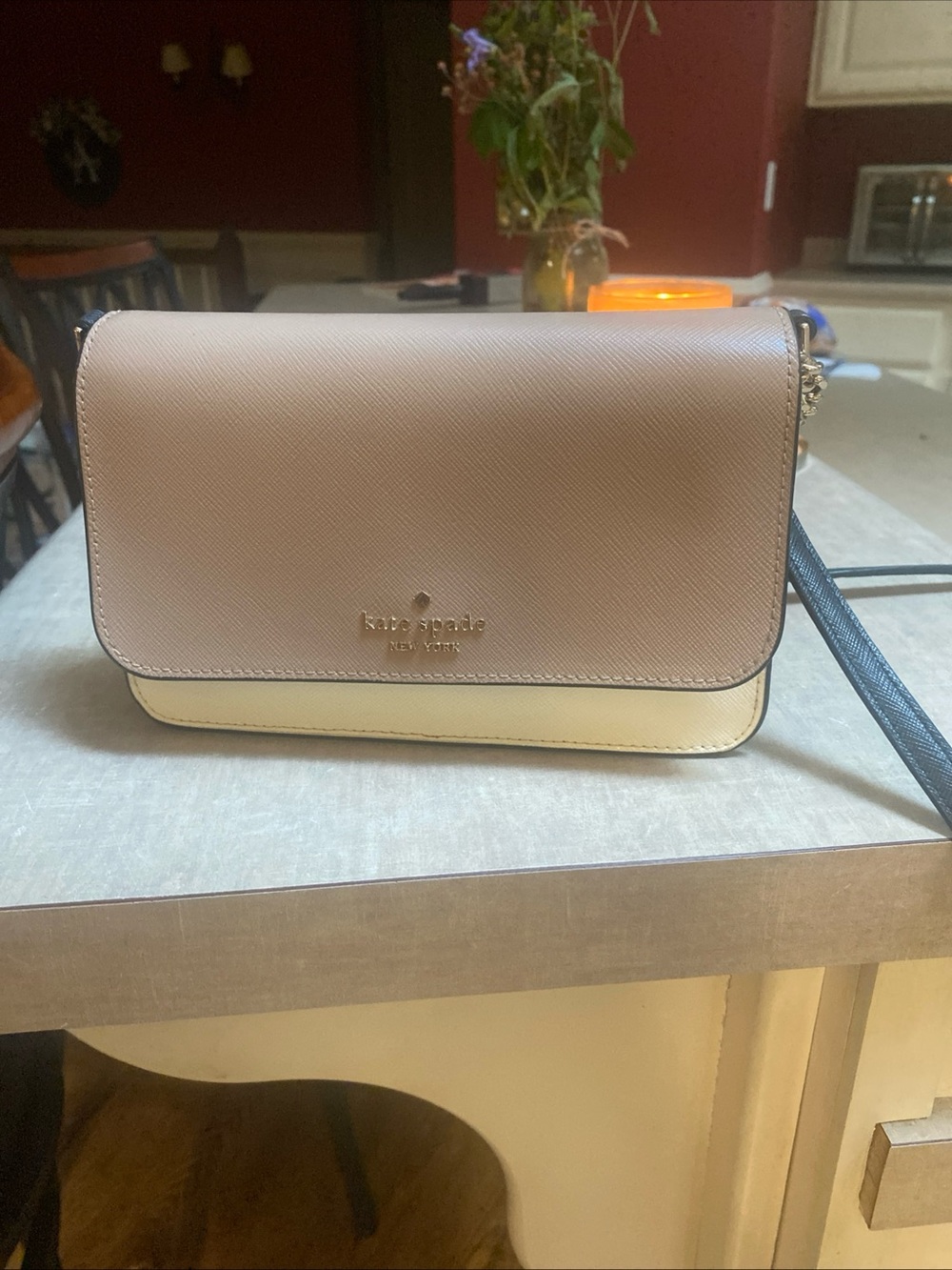 kate spade Pink and Cream Saffiano Crossbody Bag